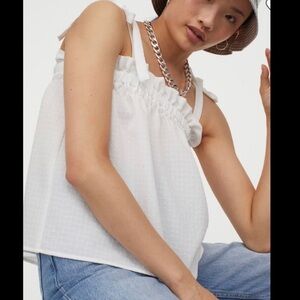H&M White Tie Strap Blouse